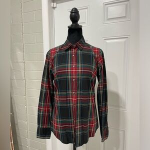 J. Crew perfect button downshirt in Stewart plaid size 4 red green black